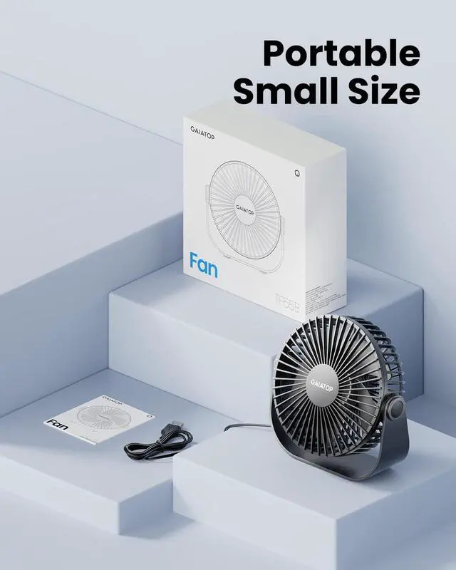 Alt view image 7 of 7 - Gaiatop USB Desk Fan, 5.5 Inch Quiet Small Portable Personal Table Fan