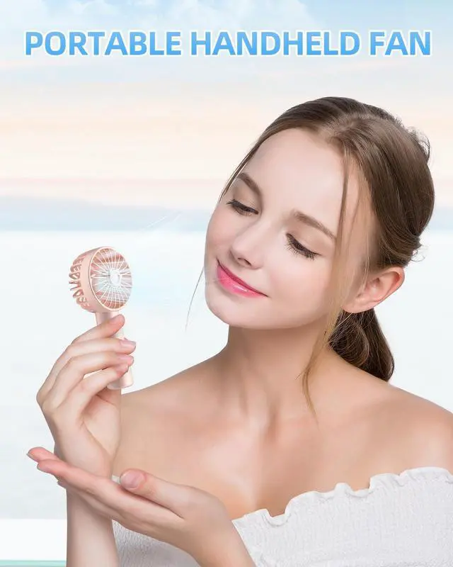 Alt view image 2 of 7 - Handheld Fan, Portable Mini Fan 3 Speeds, 1800mAh Personal Small Hand Fans Battery Operated for Makeup Eyelash, USB Rechargeable, Travel Gifts for Stylish Girls Women Kids
