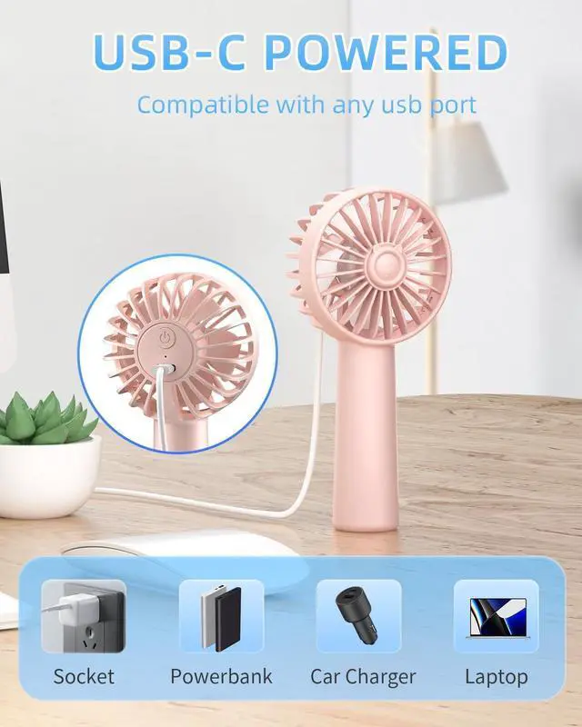 Alt view image 6 of 7 - Handheld Fan, Portable Mini Fan 3 Speeds, 1800mAh Personal Small Hand Fans Battery Operated for Makeup Eyelash, USB Rechargeable, Travel Gifts for Stylish Girls Women Kids