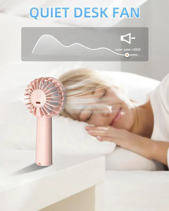 Alt view image 7 of 7 - Handheld Fan, Portable Mini Fan 3 Speeds, 1800mAh Personal Small Hand Fans Battery Operated for Makeup Eyelash, USB Rechargeable, Travel Gifts for Stylish Girls Women Kids