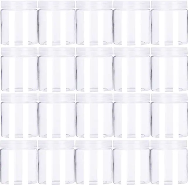 Main image of 20 Pack 4oz/120ml Round Plastic Jars with Lids Empty Clear Slime Containers