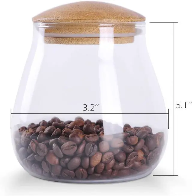 Alt view image 2 of 7 - WHJY 26oz Clear Glass Storage Canister Holder with Airtight Bamboo Lid, Small Cute Modern Round Decorative Container Jar for Coffee, Spice, Candy, Salt, Cookie, Condiment, Pepper, Sugar