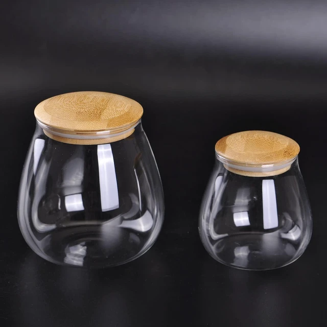 Alt view image 7 of 7 - WHJY 26oz Clear Glass Storage Canister Holder with Airtight Bamboo Lid, Small Cute Modern Round Decorative Container Jar for Coffee, Spice, Candy, Salt, Cookie, Condiment, Pepper, Sugar