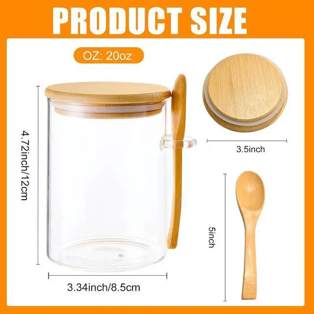 Alt view image 5 of 7 - Overnight Oats Containers With Lids and Spoons, 2pack Glass Jars with Bamboo Lids, Leak-Proof Overnight Oats Jars for Cereal, Yogurt, Chia Pudding