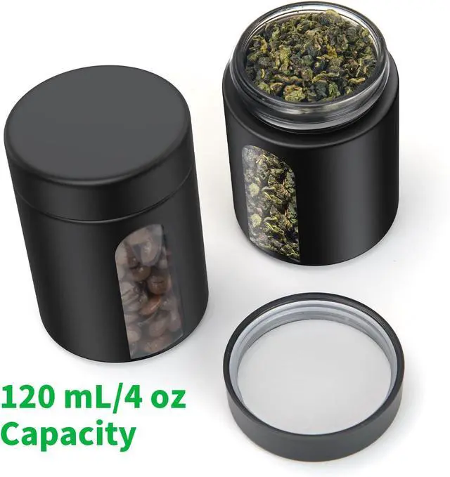 Alt view image 4 of 6 - Urekt Glass Storage Jar (4 oz), 2 Pack Premium Food Grade Visual Container with Child Resistant Cap, Small Waterproof Bottle Multipurpose Container for Coffee Beans Nuts Teas Spices(120ml)