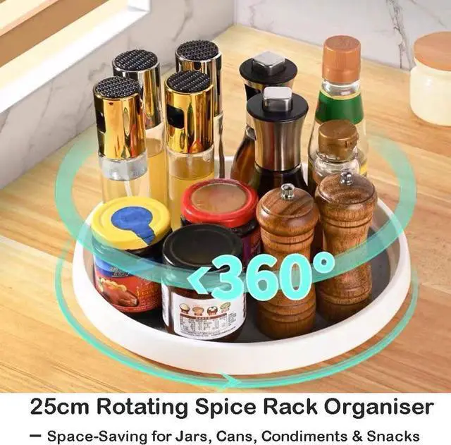 Alt view image 2 of 7 - 10 Inches Lazy Susan Turntable, Pantry Organizers and Storage Spice Rack Can Organizer for Kitchen Cabinet Fridge, Decorative Tray for Fruit, Corner Cabinet Pantry Bathroom Cosmetic Farmhouse