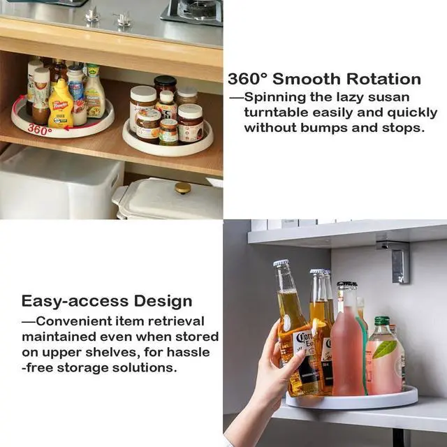 Alt view image 3 of 7 - 10 Inches Lazy Susan Turntable, Pantry Organizers and Storage Spice Rack Can Organizer for Kitchen Cabinet Fridge, Decorative Tray for Fruit, Corner Cabinet Pantry Bathroom Cosmetic Farmhouse