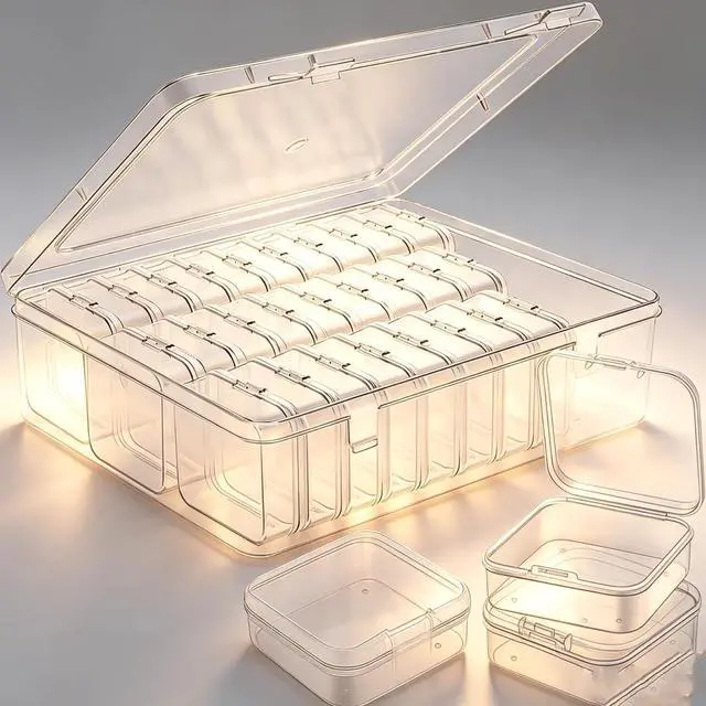 Main image of 30Pcs Bead Organizer, Clear Plastic Cases for Pearl Bracelets and Small Accessories (2.17 x 2.17x0.79 inches)