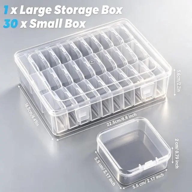 Alt view image 2 of 7 - 30Pcs Bead Organizer, Clear Plastic Cases for Pearl Bracelets and Small Accessories (2.17 x 2.17x0.79 inches)
