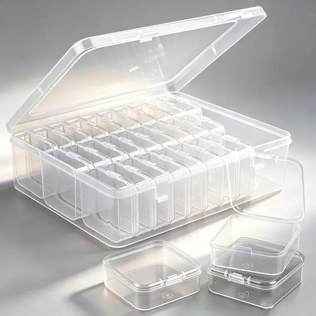 Alt view image 7 of 7 - 30Pcs Bead Organizer, Clear Plastic Cases for Pearl Bracelets and Small Accessories (2.17 x 2.17x0.79 inches)