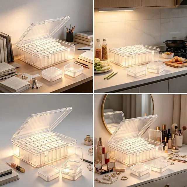 Alt view image 4 of 7 - 30Pcs Bead Organizer, Clear Plastic Cases for Pearl Bracelets and Small Accessories (2.17 x 2.17x0.79 inches)