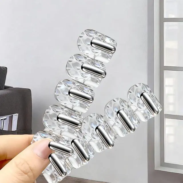 Alt view image 3 of 7 - Gesodant 8 Pack Hanging Jewelry Organizer, Self-adhesive Jewelry Hooks, Clear Wall Mounted Jewelry Hanger, Necklace Display Holder, 40 Hooks in Total