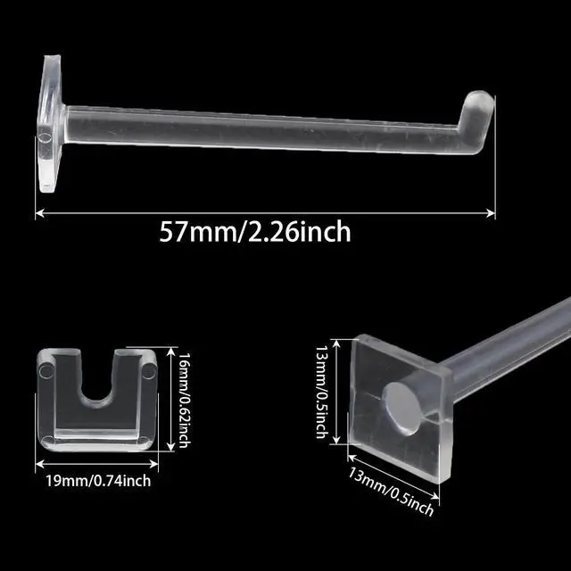 Alt view image 2 of 5 - heyous 10PCS 57mm Length Supermarket Shelf Display Rack Transparent Mini Acrylic Hooks Showcase Party Keychains for Hanging Rope Reels Packaging Ribbons Hair Accessories