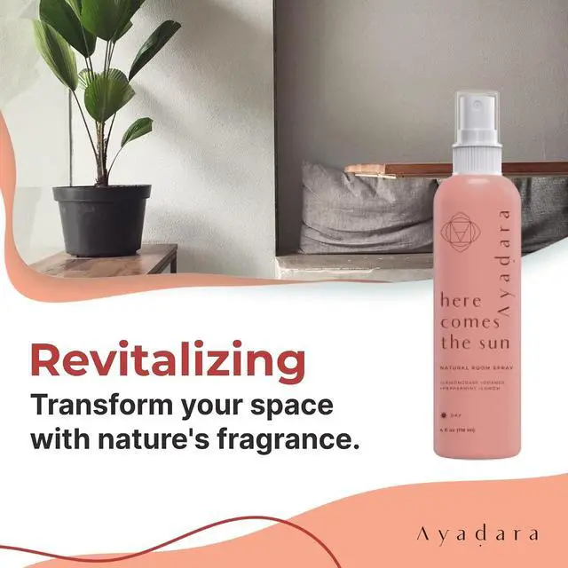 Alt view image 3 of 7 - Ayadara Natural Room Spray, 4 oz, Aromatherapy for Room, Fragrance Spray and Home/Linen Deodorizer Mist, All Natural Spray Air Freshener with Lemongrass and Peppermint Oil, 1000 Sprays