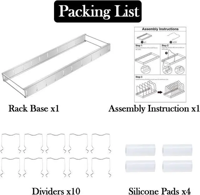 Alt view image 7 of 7 - Lid Organizer Pot Lid Organizer Detachable and Adjustable Pots and Pans Organizer for Kitchen Cabinet Storage for Pots and Pans, Cutting Boards, Cooking Utensils (1 pack)
