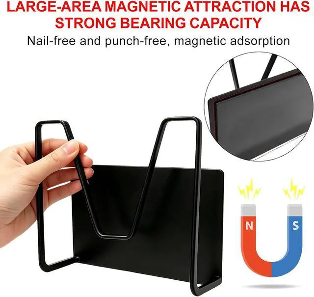 Alt view image 4 of 7 - Magnetic Pot Lid Holder,Organizer Hanging Saucepan Lid Metal Pot Lid Rack No Drilling, Rustproof, Lid Organizers Inside Cabinet for Small Space Solution & Kitchen Cabinet Organization