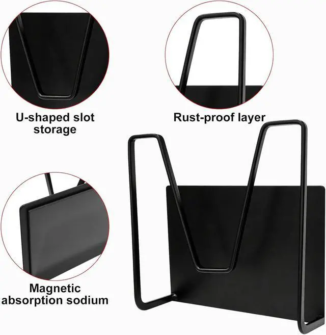 Alt view image 5 of 7 - Magnetic Pot Lid Holder,Organizer Hanging Saucepan Lid Metal Pot Lid Rack No Drilling, Rustproof, Lid Organizers Inside Cabinet for Small Space Solution & Kitchen Cabinet Organization