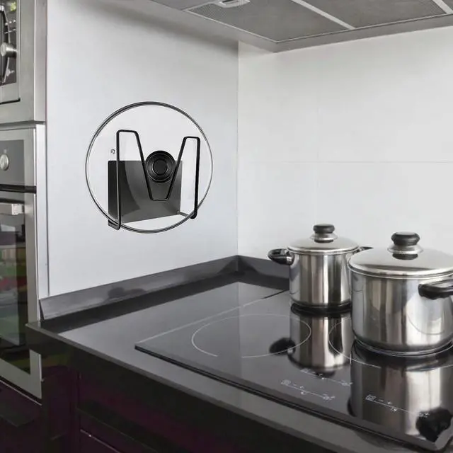 Alt view image 6 of 7 - Magnetic Pot Lid Holder,Organizer Hanging Saucepan Lid Metal Pot Lid Rack No Drilling, Rustproof, Lid Organizers Inside Cabinet for Small Space Solution & Kitchen Cabinet Organization