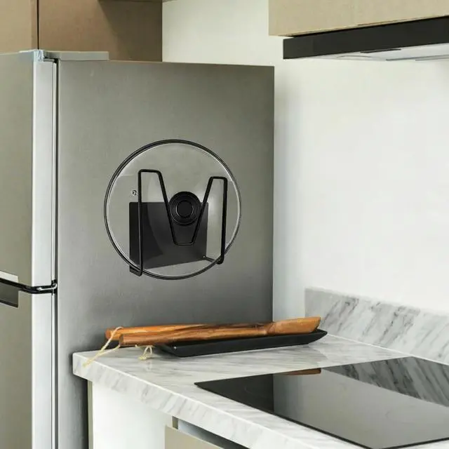 Alt view image 7 of 7 - Magnetic Pot Lid Holder,Organizer Hanging Saucepan Lid Metal Pot Lid Rack No Drilling, Rustproof, Lid Organizers Inside Cabinet for Small Space Solution & Kitchen Cabinet Organization