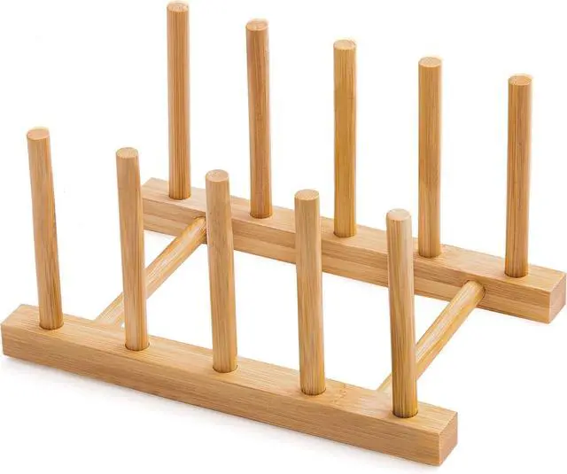 Main image of Bamboo Dish Drying Rack for Kitchen Counter & Cabinet (4 Slots)