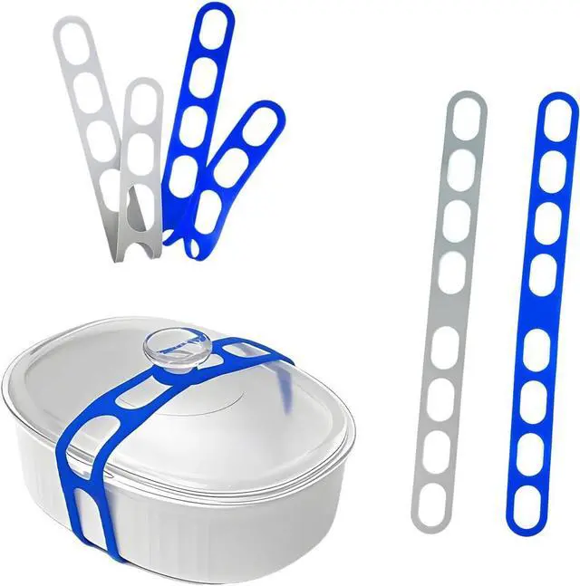 Main image of Elastic Silicone Bands, crock pot lid holder, Blue Grey