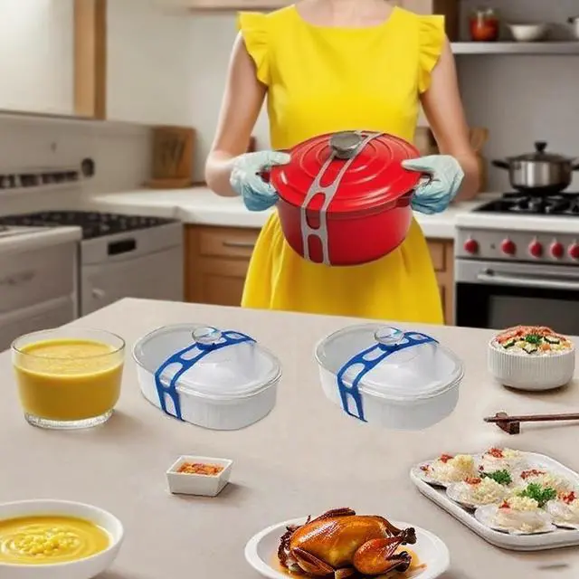 Alt view image 2 of 5 - Elastic Silicone Bands, crock pot lid holder, Blue Grey