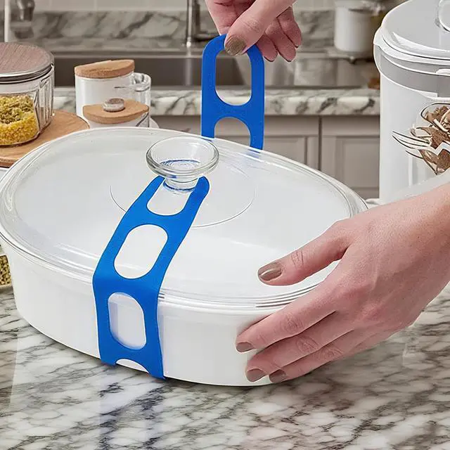 Alt view image 4 of 5 - Elastic Silicone Bands, crock pot lid holder, Blue Grey