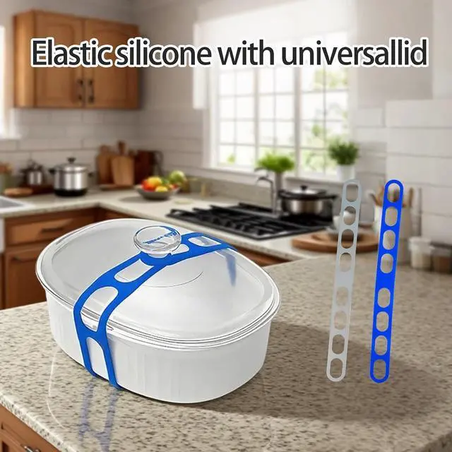 Alt view image 5 of 5 - Elastic Silicone Bands, crock pot lid holder, Blue Grey