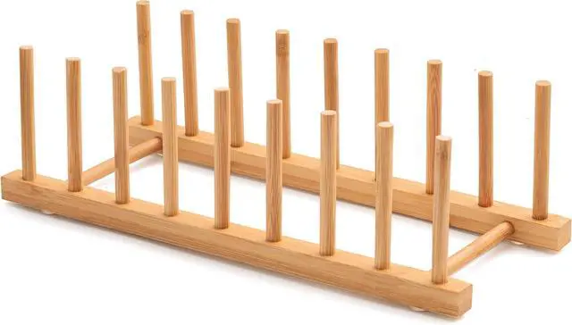 Main image of Bamboo Dish Drying Rack for Kitchen Counter & Cabinet (8 Slots)