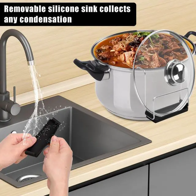 Alt view image 4 of 7 - Slow Cooker Lid Holder for Crock Pot, Stainless Steel Lid Holder Kitchen Pot Organizer Hand Free Pan Pot Lid Rack for Bracket Keeping Countertops Clean Rack Accessories