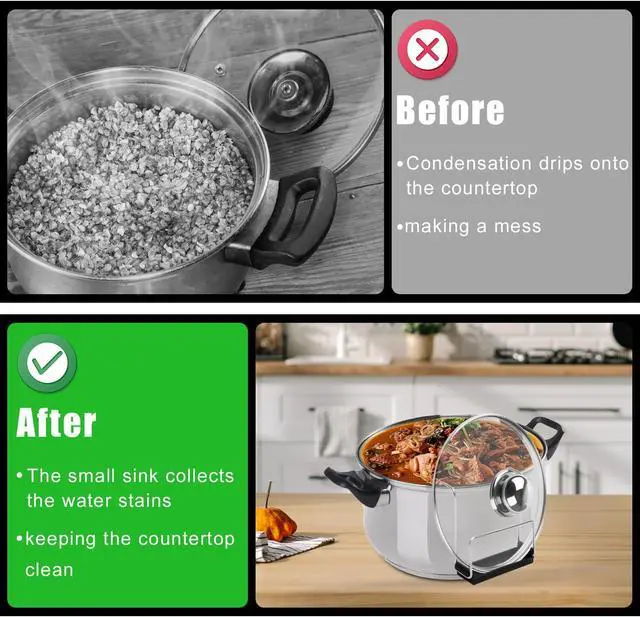 Alt view image 5 of 7 - Slow Cooker Lid Holder for Crock Pot, Stainless Steel Lid Holder Kitchen Pot Organizer Hand Free Pan Pot Lid Rack for Bracket Keeping Countertops Clean Rack Accessories