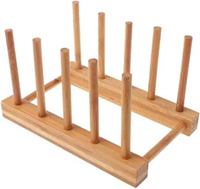 Main image of Bamboo Wooden Dish Rack Drying for Kitchen Dish/Plate/Bowl/Cup/Pot Lid/Book