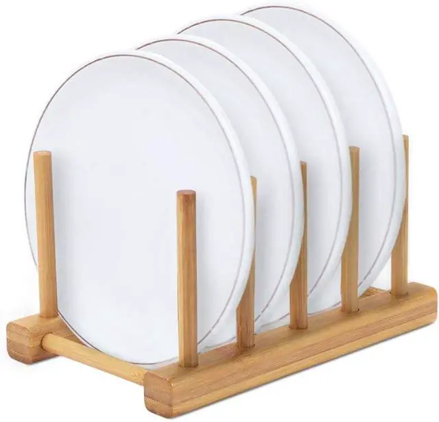 Alt view image 2 of 5 - Bamboo Wooden Dish Rack Drying for Kitchen Dish/Plate/Bowl/Cup/Pot Lid/Book