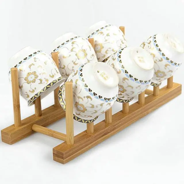 Alt view image 4 of 5 - Bamboo Wooden Dish Rack Drying for Kitchen Dish/Plate/Bowl/Cup/Pot Lid/Book