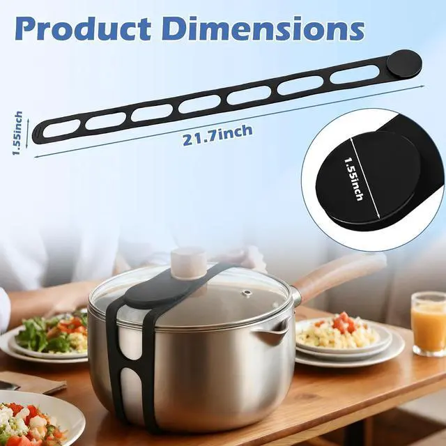 Alt view image 2 of 7 - Earthtec Silicone Latch Strap for Slow Cooker Lid Pot Bento Box,Reusable Elastic Self-Lock-2pcs (Black+Black)