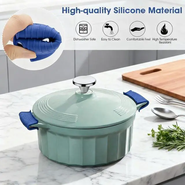 Alt view image 4 of 7 - 2 Pairs Silicone Pot Handle Holders,Hot Skillet Handle Covers,Anti-Slip Silicone Cast Iron Pans Handles,Pan Lids Dutch Ovens Baking Sheets Casserole Cookware