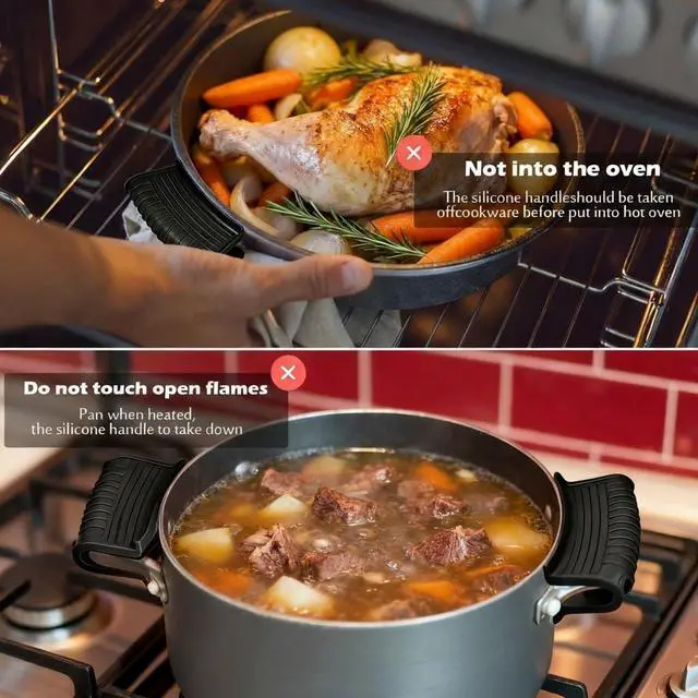 Alt view image 5 of 7 - 2 Pairs Silicone Pot Handle Holders,Hot Skillet Handle Covers,Anti-Slip Silicone Cast Iron Pans Handles,Pan Lids Dutch Ovens Baking Sheets Casserole Cookware