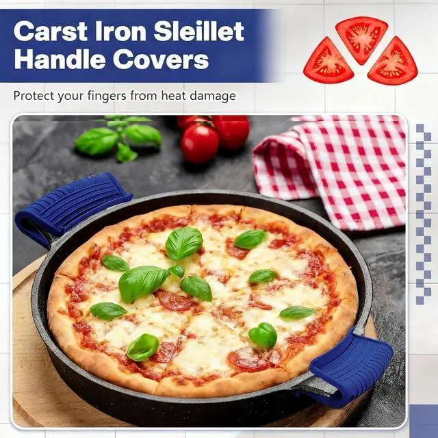 Alt view image 6 of 7 - 2 Pairs Silicone Pot Handle Holders,Hot Skillet Handle Covers,Anti-Slip Silicone Cast Iron Pans Handles,Pan Lids Dutch Ovens Baking Sheets Casserole Cookware