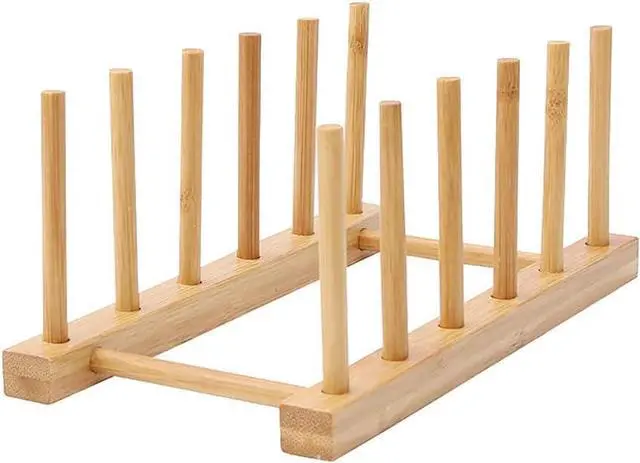 Main image of Wood Dishes Drying Rack Counter Plate Bakeware Storage Holder Pot Lid Organizer Cutting Boards Holder Stand Reusable Cabinet Containers 5 Slots