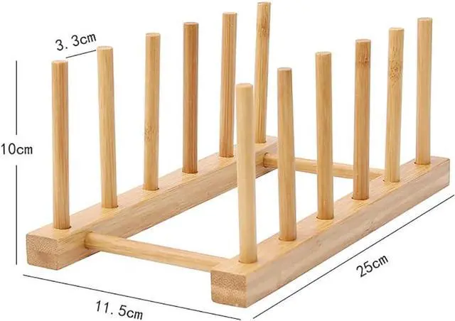 Alt view image 3 of 6 - Wood Dishes Drying Rack Counter Plate Bakeware Storage Holder Pot Lid Organizer Cutting Boards Holder Stand Reusable Cabinet Containers 5 Slots