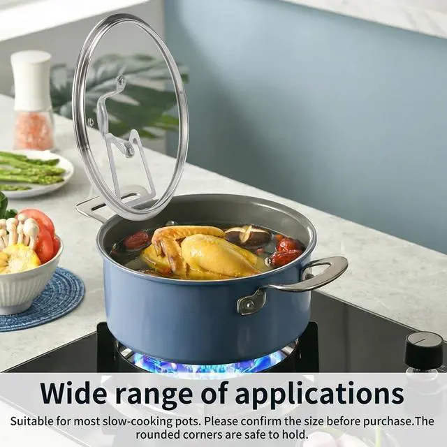 Alt view image 4 of 7 - Slow Cooker Lid Holder Fit for Crockpo-t, Slow Cooker Lid Holder Fits Various Lids Sizes, Space-Saving & Heat Resistant Kitchen Organizer (COLOR:Silver)