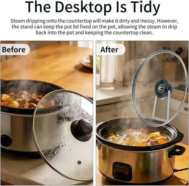 Alt view image 7 of 7 - Slow Cooker Lid Holder Fit for Crockpo-t, Slow Cooker Lid Holder Fits Various Lids Sizes, Space-Saving & Heat Resistant Kitchen Organizer (COLOR:Silver)