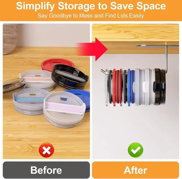 Alt view image 5 of 7 - 2 Pack Tumbler Lid Organizer, Space Saving Cup Lid Organizer
