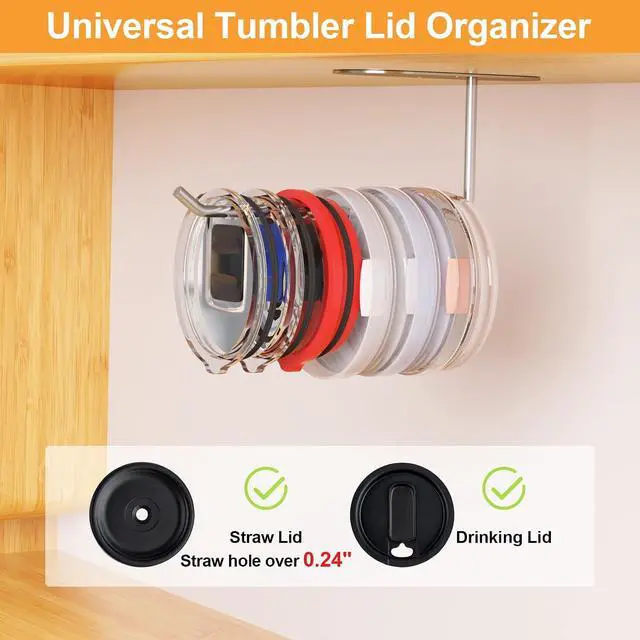 Alt view image 3 of 7 - 2 Pack Tumbler Lid Organizer, Space Saving Cup Lid Organizer