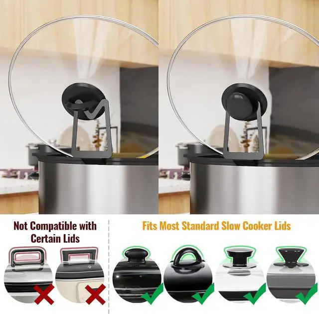 Alt view image 6 of 7 - NiHome Slow Cooker Lid Holder Fit for Crockpot for Hands-Free Cooking Black