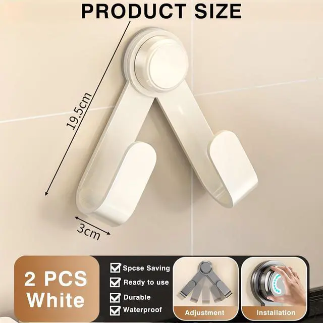 Alt view image 2 of 7 - 2 Pack Pot Lid Holder - Adjustable Wall-Mounted Pot Lid Organizer for cabinet with Suction Cup, Heavy Duty Multifunctional Hooks for Cutting Board, Pan (White)