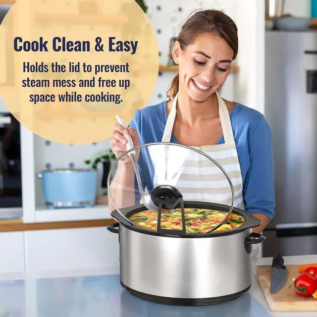 Alt view image 5 of 7 - NiHome Slow Cooker Lid Holder Fit for Crockpot for Hands-Free Cooking Black