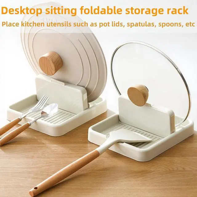 Alt view image 7 of 7 - 2 Pack Spoon Rest for Stove Top, Pot Lid Holder for Kitchen Counter, Drip-Free While Cooking or Eating, Perfect for Placing Spoons, Spoon Holder, Spatula Holder, Utensils, Ladle, Tongs (Beige)