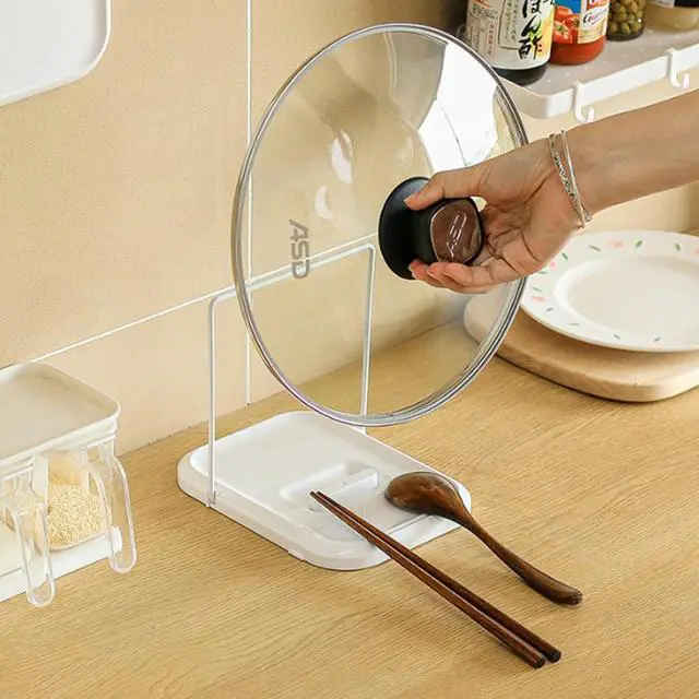Alt view image 3 of 7 - Foldable Kitchen Pot Lid Storage Rack with Spoon Rest, Pot Lid Holder While Cooking, Perfect for Placing Spoons, Spatula Holder, Utensils, Ladle, Tongs