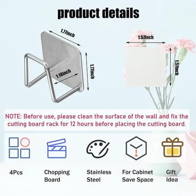Alt view image 3 of 6 - Aogigigio Under Cabinet Cutting Board Holder - Cutting Board Holder Rack Storage Stainless Steel Under Shelf Counter Chopping Board